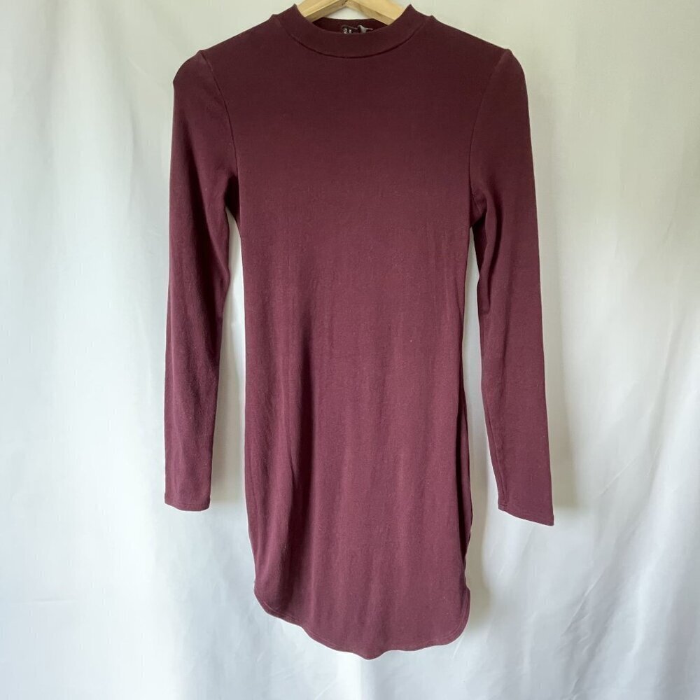 Forever 21 purple long sleeved bodycon high neckline winter dress cotton spandex